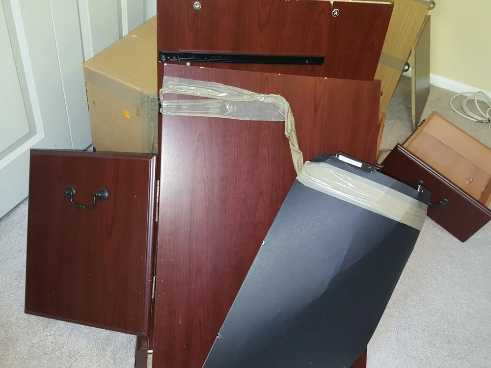 Protected furniture prepared for a household move